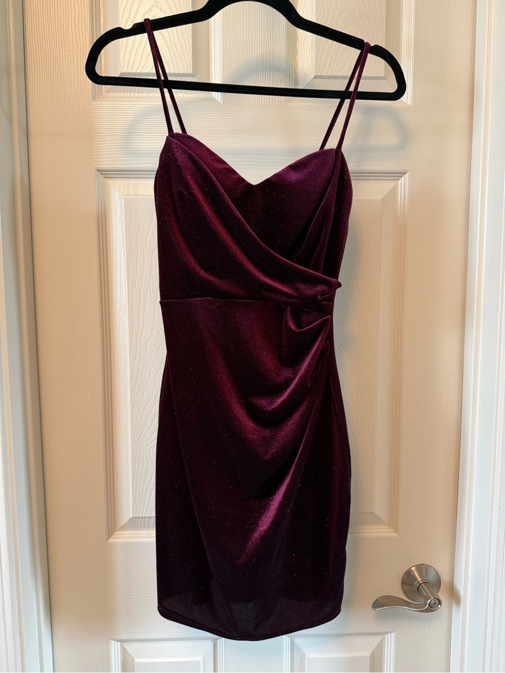 Windsor Plum Velvet Spaghetti Strap Mini Dress